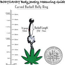 将图片加载到图库查看器,Double Gem Green Marijuana Pot Leaf Black Dangle Belly Ring