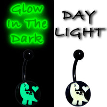 Load image into Gallery viewer, Black Glow in the Dark Cute Dinosaur Belly Ring