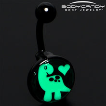 Load image into Gallery viewer, Black Glow in the Dark Cute Dinosaur Belly Ring