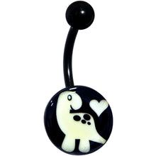 Load image into Gallery viewer, Black Glow in the Dark Cute Dinosaur Belly Ring