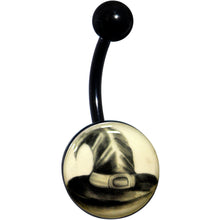 Load image into Gallery viewer, Black Titanium Magic Witch Hat Glow in the Dark Belly Ring