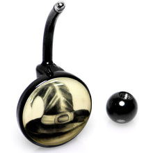 Load image into Gallery viewer, Black Titanium Magic Witch Hat Glow in the Dark Belly Ring