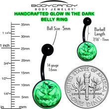 Load image into Gallery viewer, Black Titanium Bad Jack O' Lantern Glow in the Dark Belly Ring