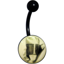 将图片加载到图库查看器,Black Titanium Classic Candy Corn Glow in the Dark Belly Ring