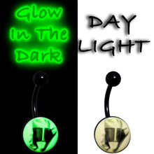 将图片加载到图库查看器,Black Titanium Classic Candy Corn Glow in the Dark Belly Ring