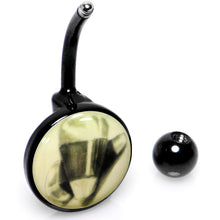 将图片加载到图库查看器,Black Titanium Classic Candy Corn Glow in the Dark Belly Ring
