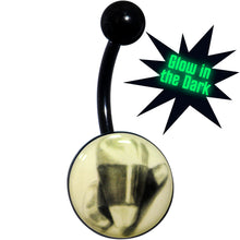 将图片加载到图库查看器,Black Titanium Classic Candy Corn Glow in the Dark Belly Ring