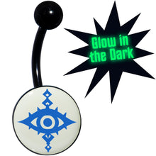 将图片加载到图库查看器,Black Anodized Glow in the Dark Evil Eye Belly Ring by Onyx O
