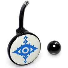 将图片加载到图库查看器,Black Anodized Glow in the Dark Evil Eye Belly Ring by Onyx O