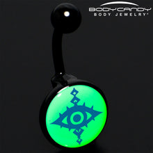 将图片加载到图库查看器,Black Anodized Glow in the Dark Evil Eye Belly Ring by Onyx O