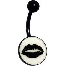 将图片加载到图库查看器,Black Glow in the Dark Lipstick Kiss Mark Belly Ring by Onyx O