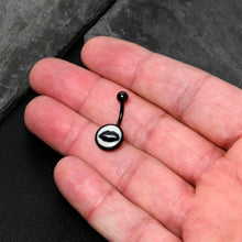 将图片加载到图库查看器,Black Glow in the Dark Lipstick Kiss Mark Belly Ring by Onyx O