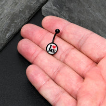 Load image into Gallery viewer, Black Glow in the Dark I Love Me Belly Ring by Onyx O