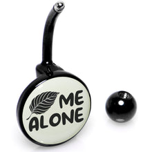 Load image into Gallery viewer, Glow in the Dark Black Leaf Me Alone Belly Ring by Onyx O