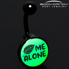 Load image into Gallery viewer, Glow in the Dark Black Leaf Me Alone Belly Ring by Onyx O