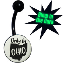 Load image into Gallery viewer, Glow in the Dark Black Only in Ohio Belly Ring by Onyx O