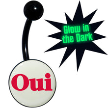 Load image into Gallery viewer, Black Anodized Glow in the Dark OUI Belly Ring by Onyx O