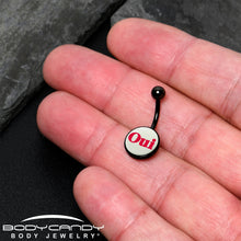Load image into Gallery viewer, Black Anodized Glow in the Dark OUI Belly Ring by Onyx O