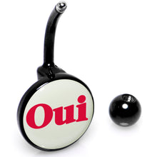 Load image into Gallery viewer, Black Anodized Glow in the Dark OUI Belly Ring by Onyx O