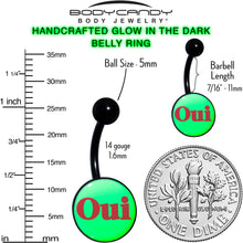 Load image into Gallery viewer, Black Anodized Glow in the Dark OUI Belly Ring by Onyx O