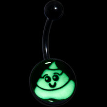 Load image into Gallery viewer, Black Glow in the Dark Poop Belly Ring by Onyx O