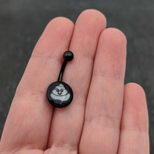 Load image into Gallery viewer, Black Glow in the Dark Poop Belly Ring by Onyx O