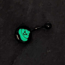 Load image into Gallery viewer, Black Glow in the Dark Poop Belly Ring by Onyx O