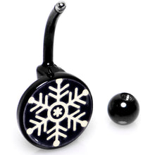 Load image into Gallery viewer, Black Glow in the Dark Holiday Snowflake Belly Ring by Onyx O