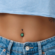 Load image into Gallery viewer, Black Glow in the Dark Holiday Snowflake Belly Ring by Onyx O