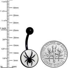 Load image into Gallery viewer, Black Glow in the Dark Black Widow Spider Belly Ring by Onyx O