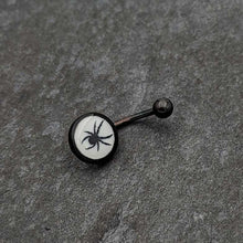 Load image into Gallery viewer, Black Glow in the Dark Black Widow Spider Belly Ring by Onyx O