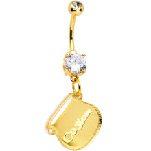 Load image into Gallery viewer, Custom Clear Gem Gold Tone Pot of Gold St Patricks Dangle Belly Ring