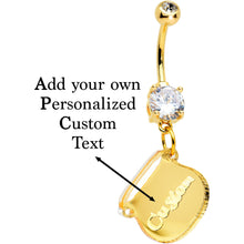 Load image into Gallery viewer, Custom Clear Gem Gold Tone Pot of Gold St Patricks Dangle Belly Ring