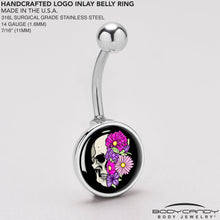 Load image into Gallery viewer, Floral Flowers Skull Belly Ring by Onyx O