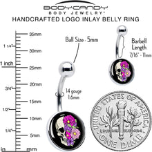 Load image into Gallery viewer, Floral Flowers Skull Belly Ring by Onyx O