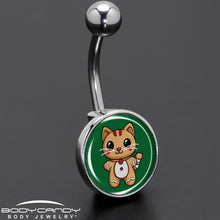 Load image into Gallery viewer, Christmas Holiday Gingerbread Kitty Cat Belly Ring by Onyx O