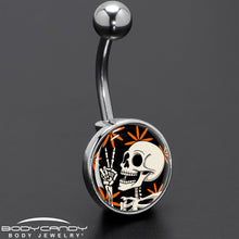 将图片加载到图库查看器,Peace Sign Skeleton Belly Ring by Onyx O