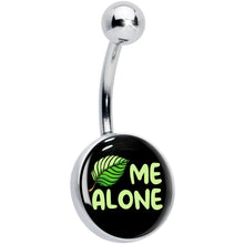 Load image into Gallery viewer, Black Green Leaf Me Alone Belly Ring by Onyx O