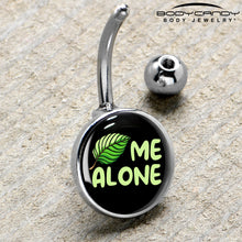 Load image into Gallery viewer, Black Green Leaf Me Alone Belly Ring by Onyx O