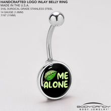Load image into Gallery viewer, Black Green Leaf Me Alone Belly Ring by Onyx O