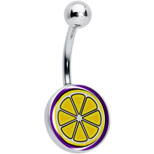 Load image into Gallery viewer, Yellow Slice of Lemon Belly Ring by Onyx O