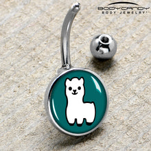 Load image into Gallery viewer, White Llama Belly Ring by Onyx O