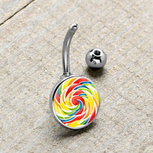 将图片加载到图库查看器,Rainbow Swirl Lollipop Belly Ring by Onyx O