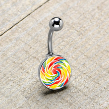 将图片加载到图库查看器,Rainbow Swirl Lollipop Belly Ring by Onyx O