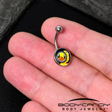 Load image into Gallery viewer, Magnified Yellow Duck Belly Ring by Onyx O