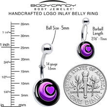 Load image into Gallery viewer, Crescent Moon Heart Belly Ring by Onyx O