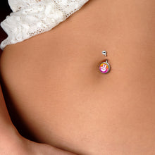 Load image into Gallery viewer, Retro Stripes Peace Sign Fingers Belly Ring by Onyx O