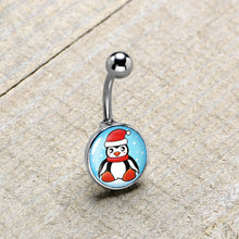 Load image into Gallery viewer, Snowfall Holiday Penguin Belly Ring by Onyx O