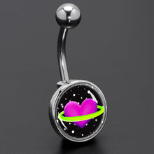 Load image into Gallery viewer, Heart Planet Belly Ring by Onyx O