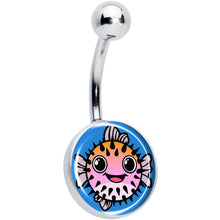 Load image into Gallery viewer, Swimming Pink Pufferfish Belly Ring by Onyx O
